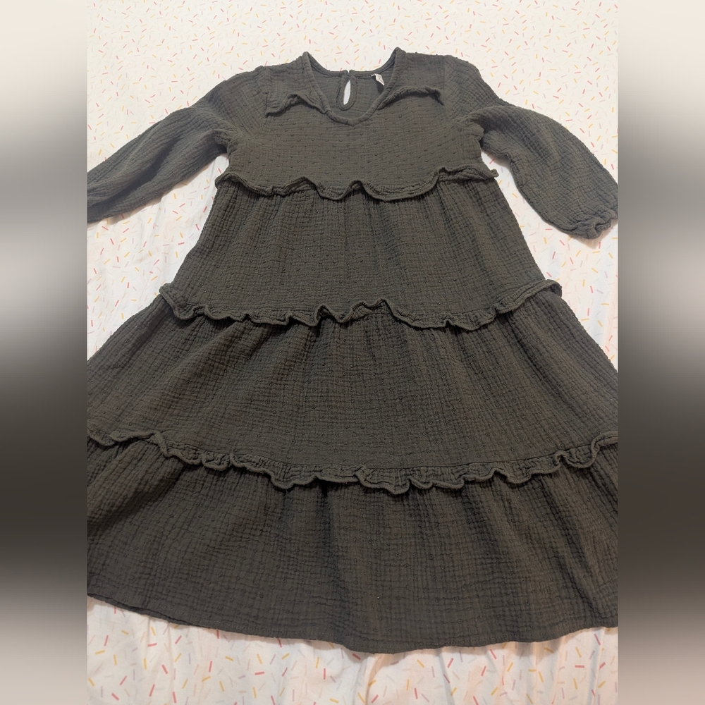 Rylee + Cru Mabel Army Green Swiss Dot Dress